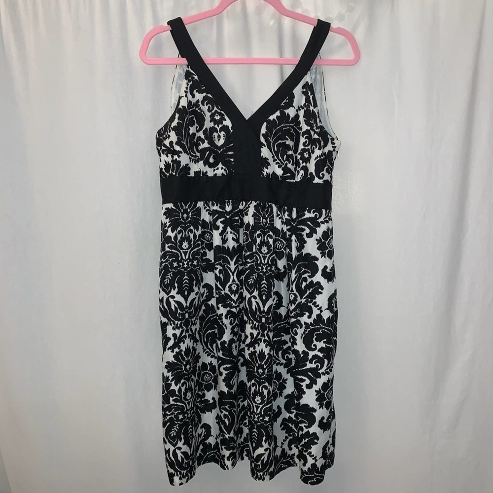 Ann Taylor LOFT Women’s Black & White Damask Slip Dress Size 6